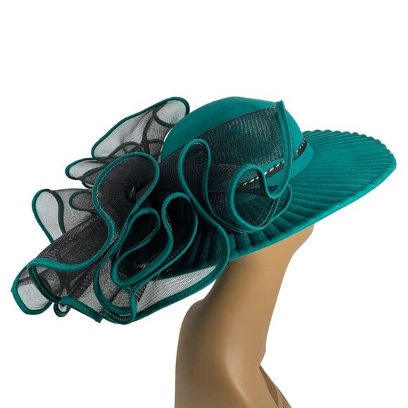 VTG Doeskin Felt Bollman Statement Derby Church Wedding Hat Large Netted Bow - Picture 3 of 7